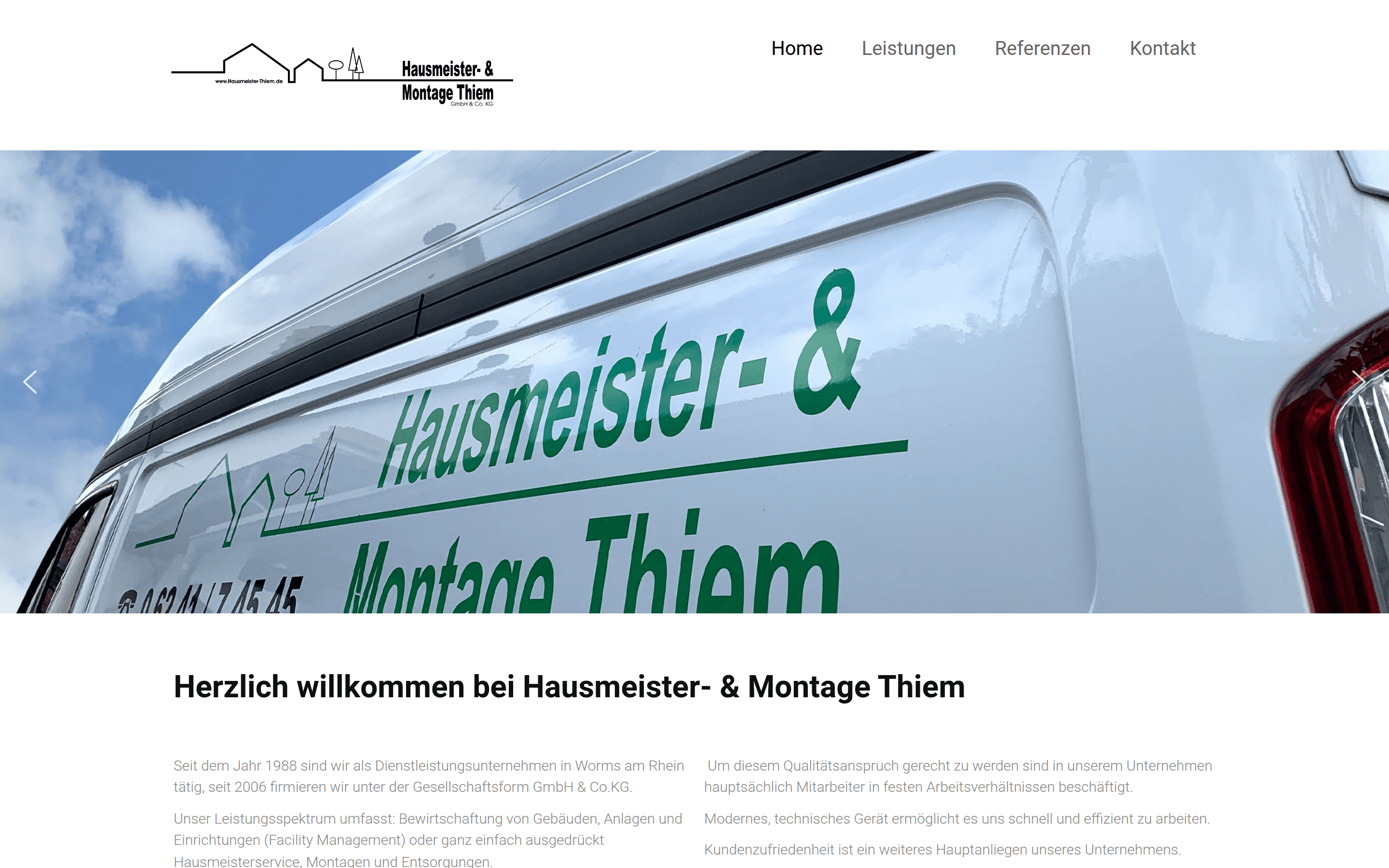 Hausmeister- & Montage Thiem: alte Website